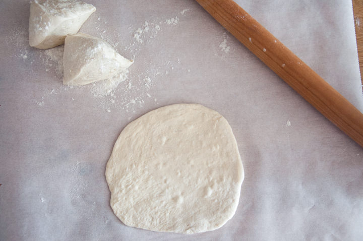 rolling out flatbread