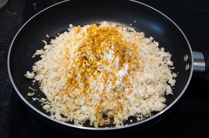 cauliflower rice in pan