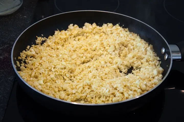 cauliflower rice in pan