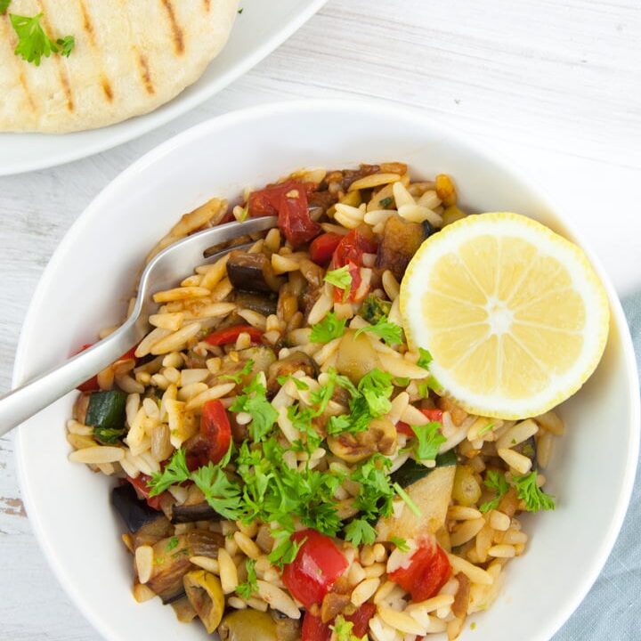 Orzo Pasta with Roasted Vegetables Elephantastic Vegan