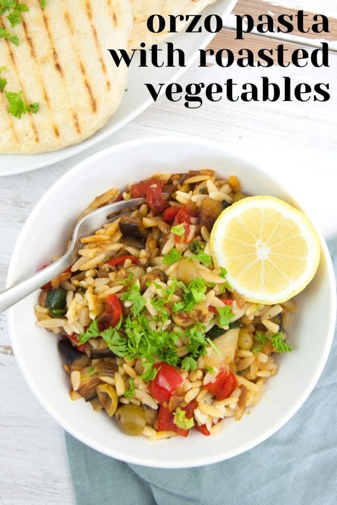 Orzo Pasta with Roasted Vegetables - Elephantastic Vegan