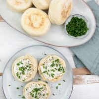 english muffins with cream cheese and chives