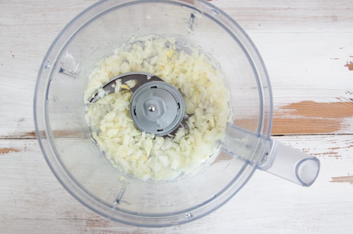 onions and garlic in food processor