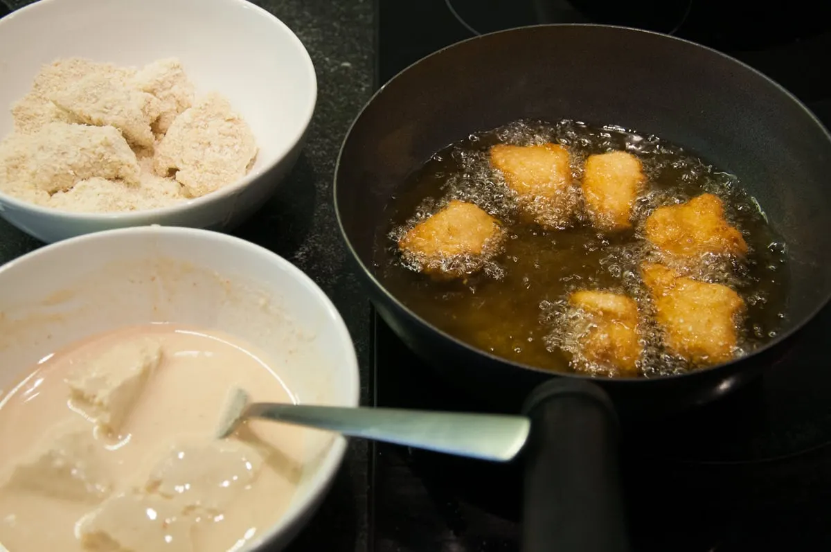 frying tofu nuggets