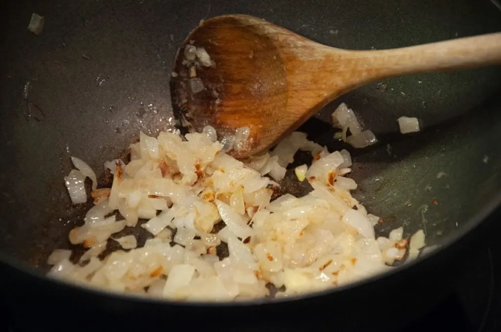 onions in pan