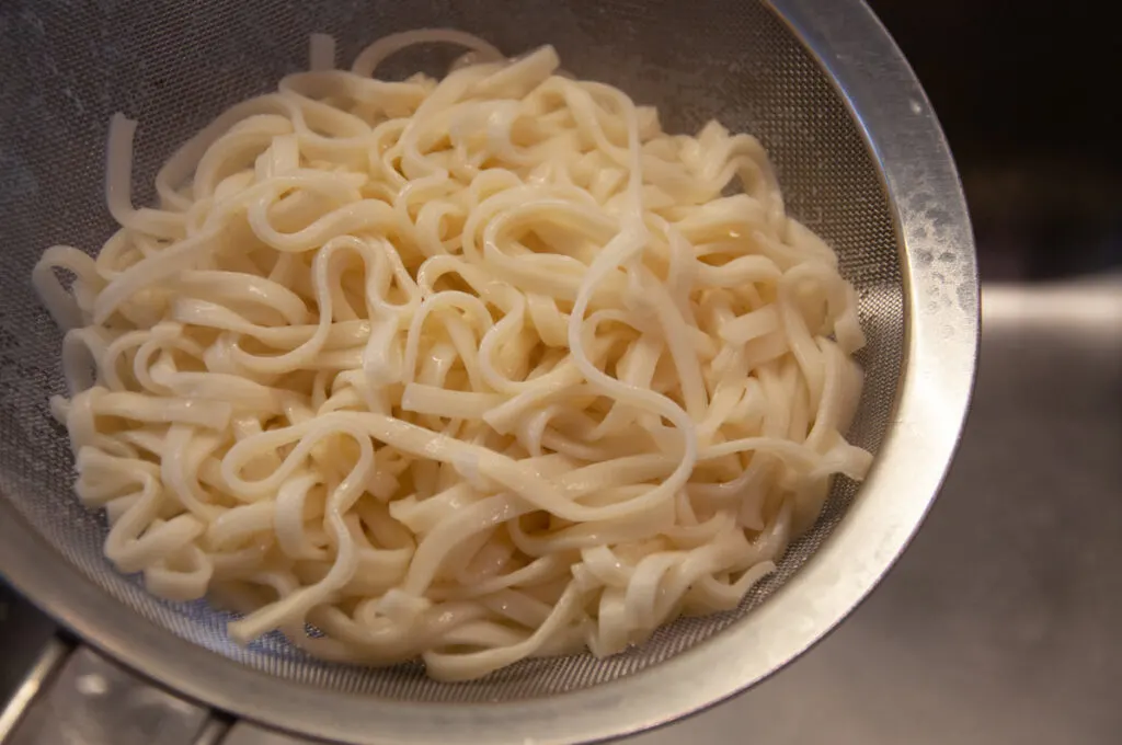 drained noodles