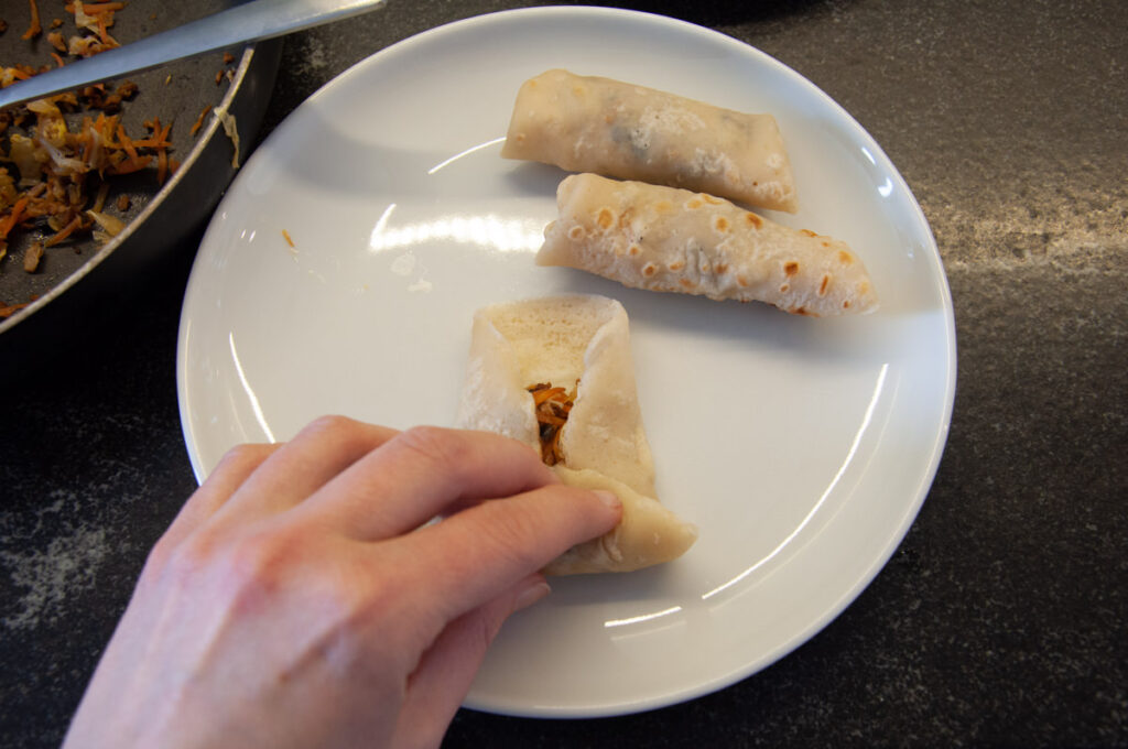 rolling vegan spring rolls