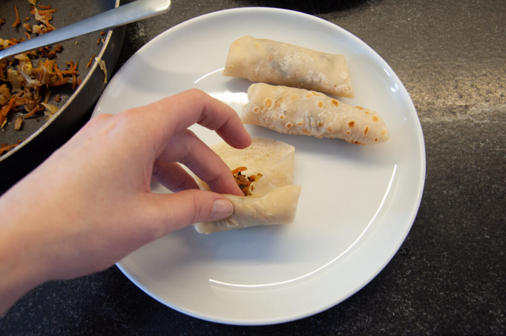 rolling vegan spring rolls