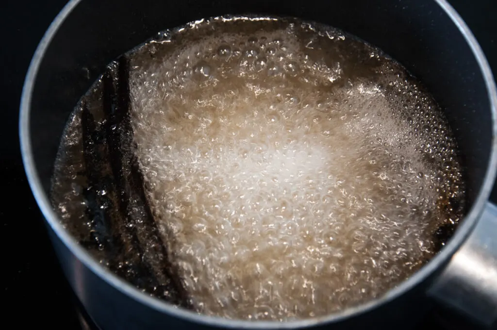 boiling vanilla syrup