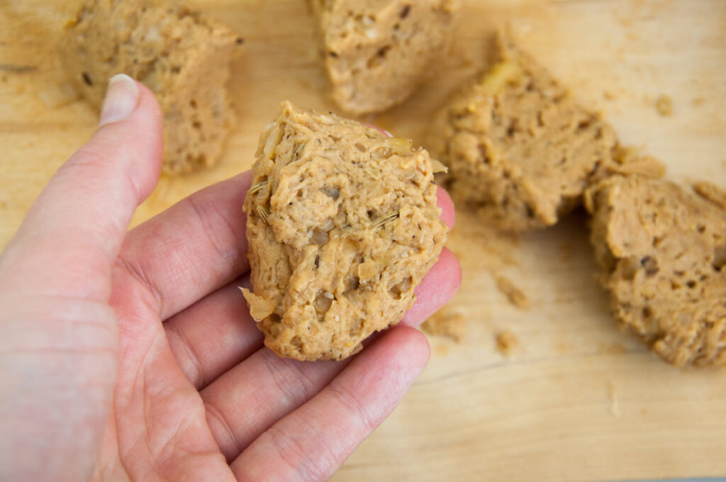 seitan shaped in nuggets