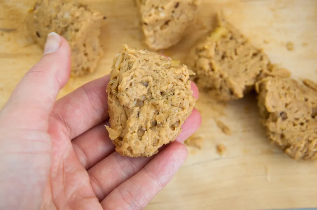 seitan shaped in nuggets