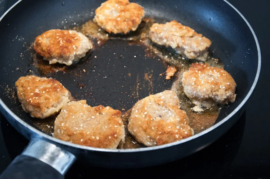 seitan nuggets in pan