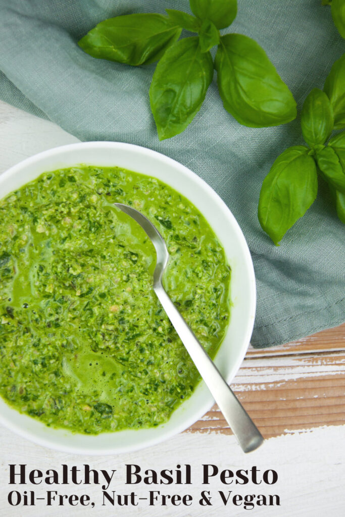 Healthy Basil Pesto (Oil-Free, Nut-Free, Vegan)