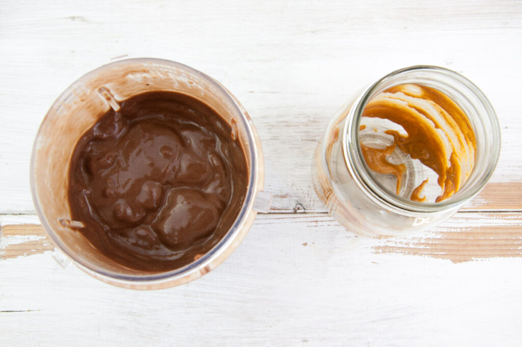 Salted Chocolate Peanut Butter Shake in blender