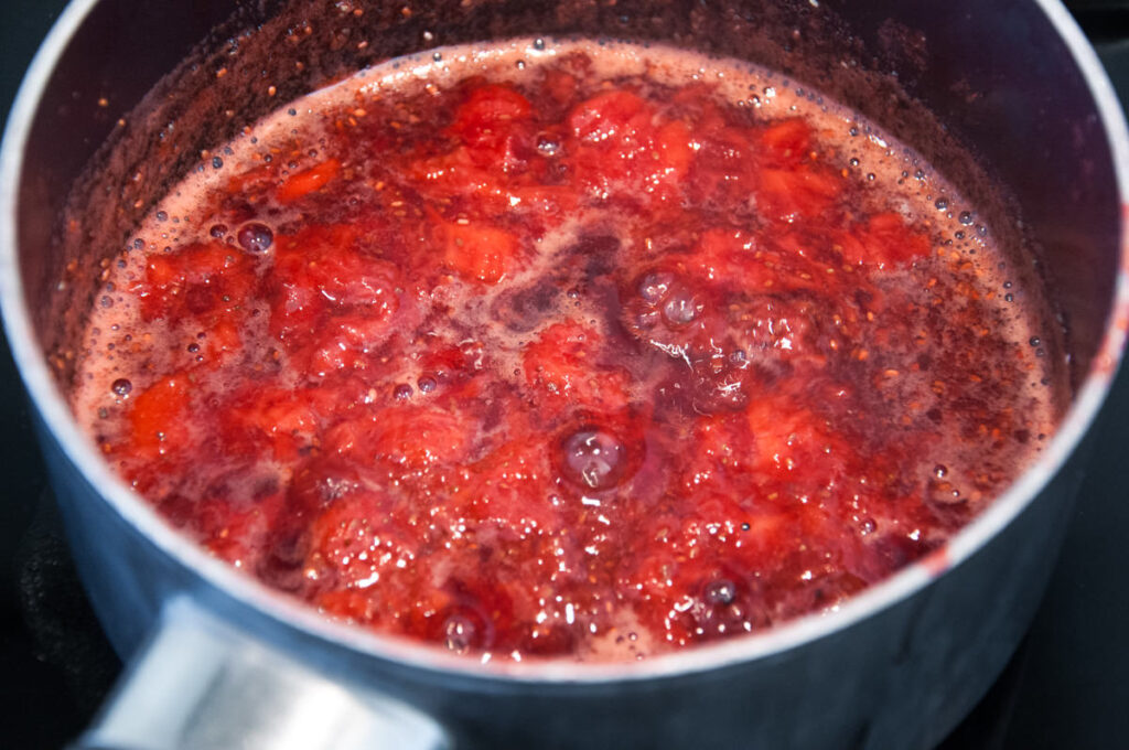 strawberry jam in pot