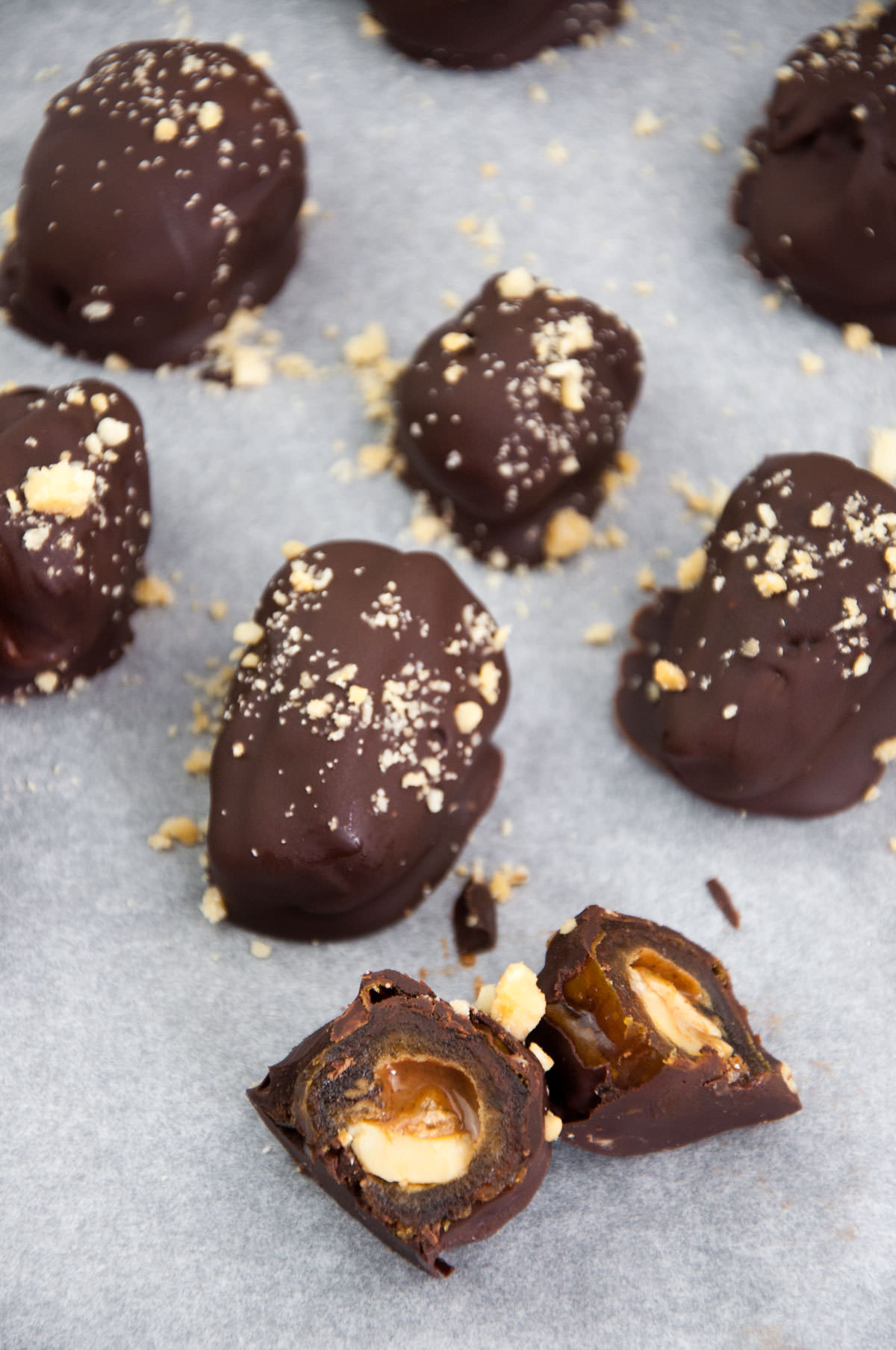 Chocolate Covered Snickers Stuffed Dates