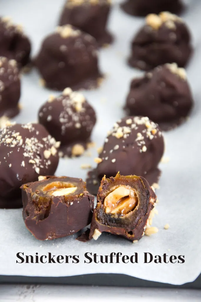 Chocolate Covered Snickers Stuffed Dates