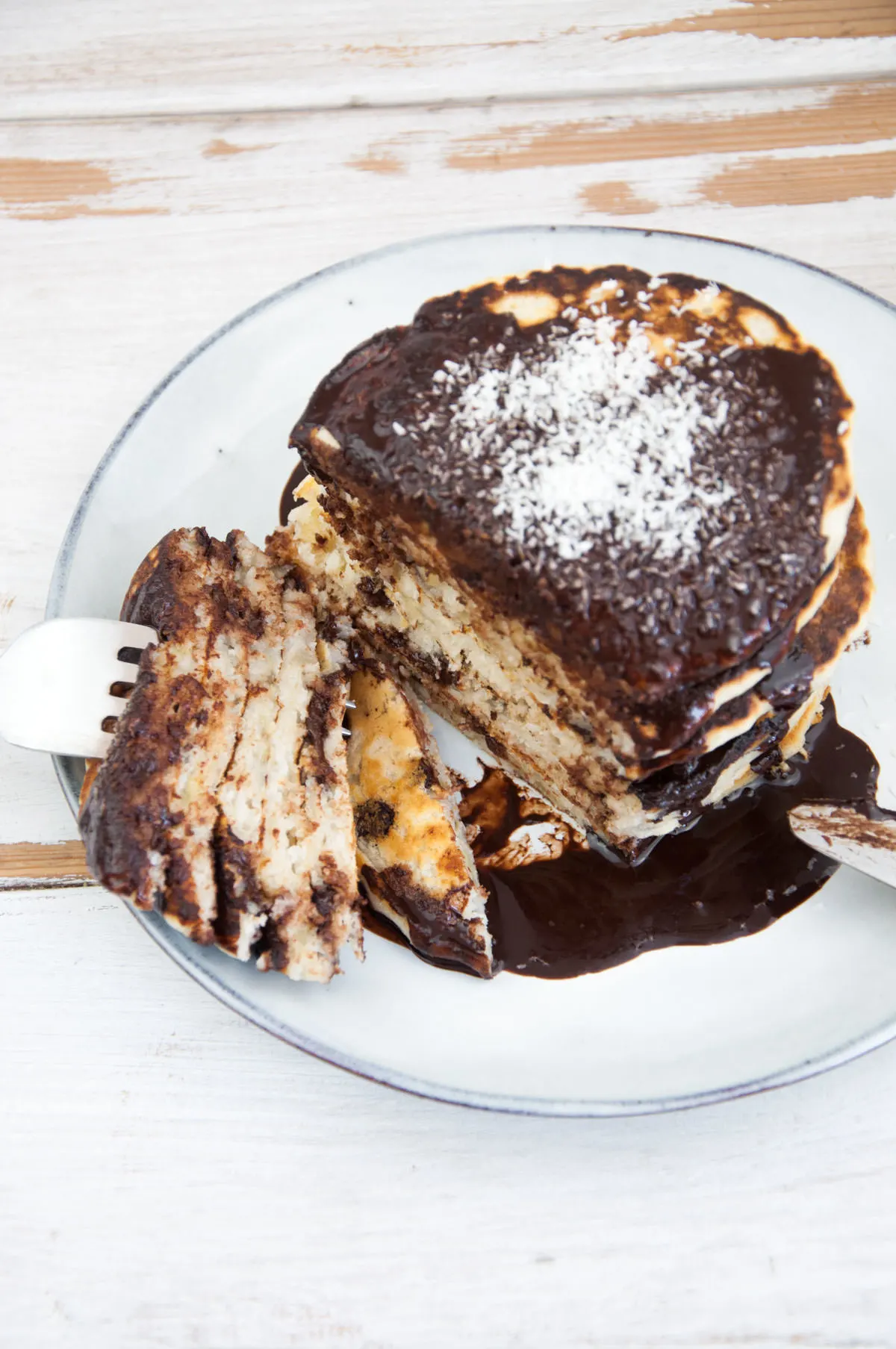 Vegan Chocolate Coconut Pancakes (Bounty)