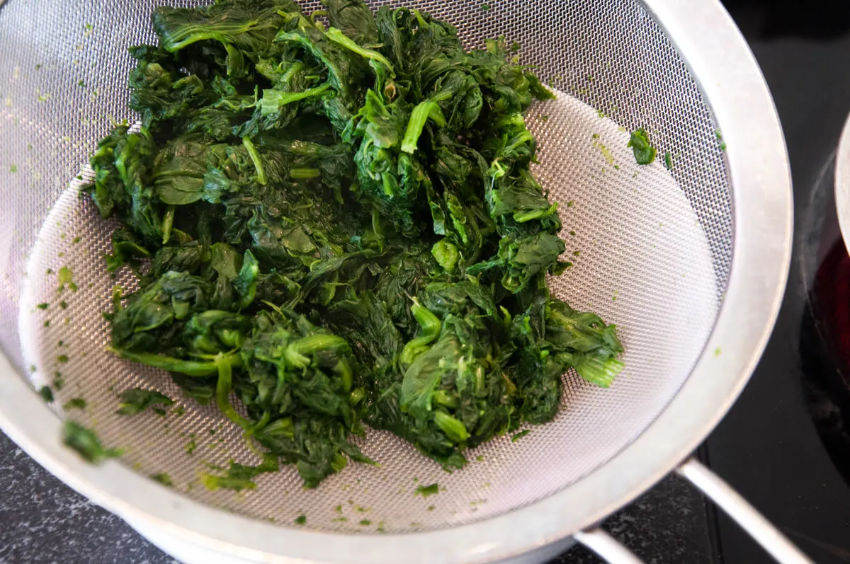 drained spinach