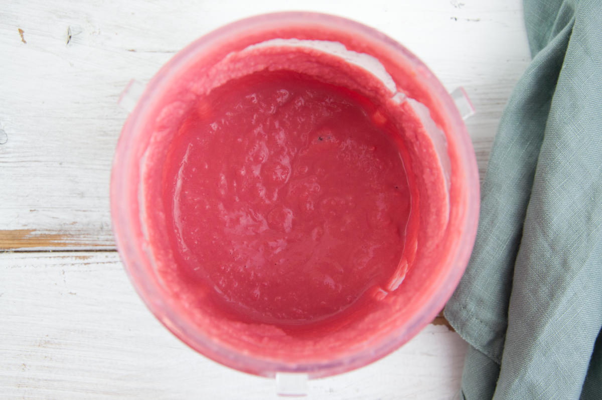 Red Beet Hummus in blender