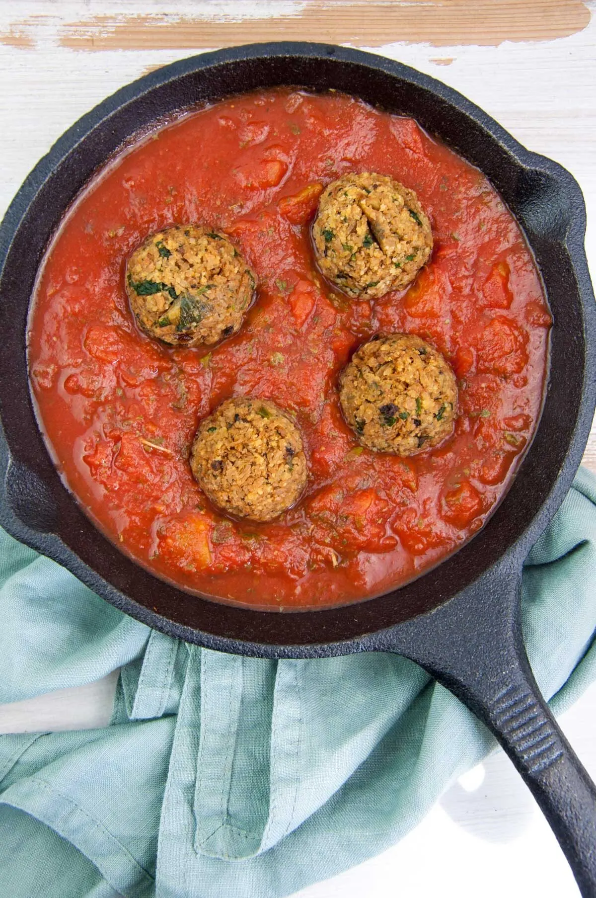 Vegan TVP Meatballs in tomato sauce