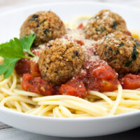 Vegan TVP Meatballs with Spaghetti