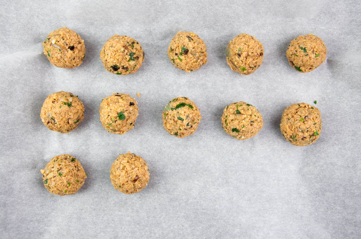 TVP meatballs before baking