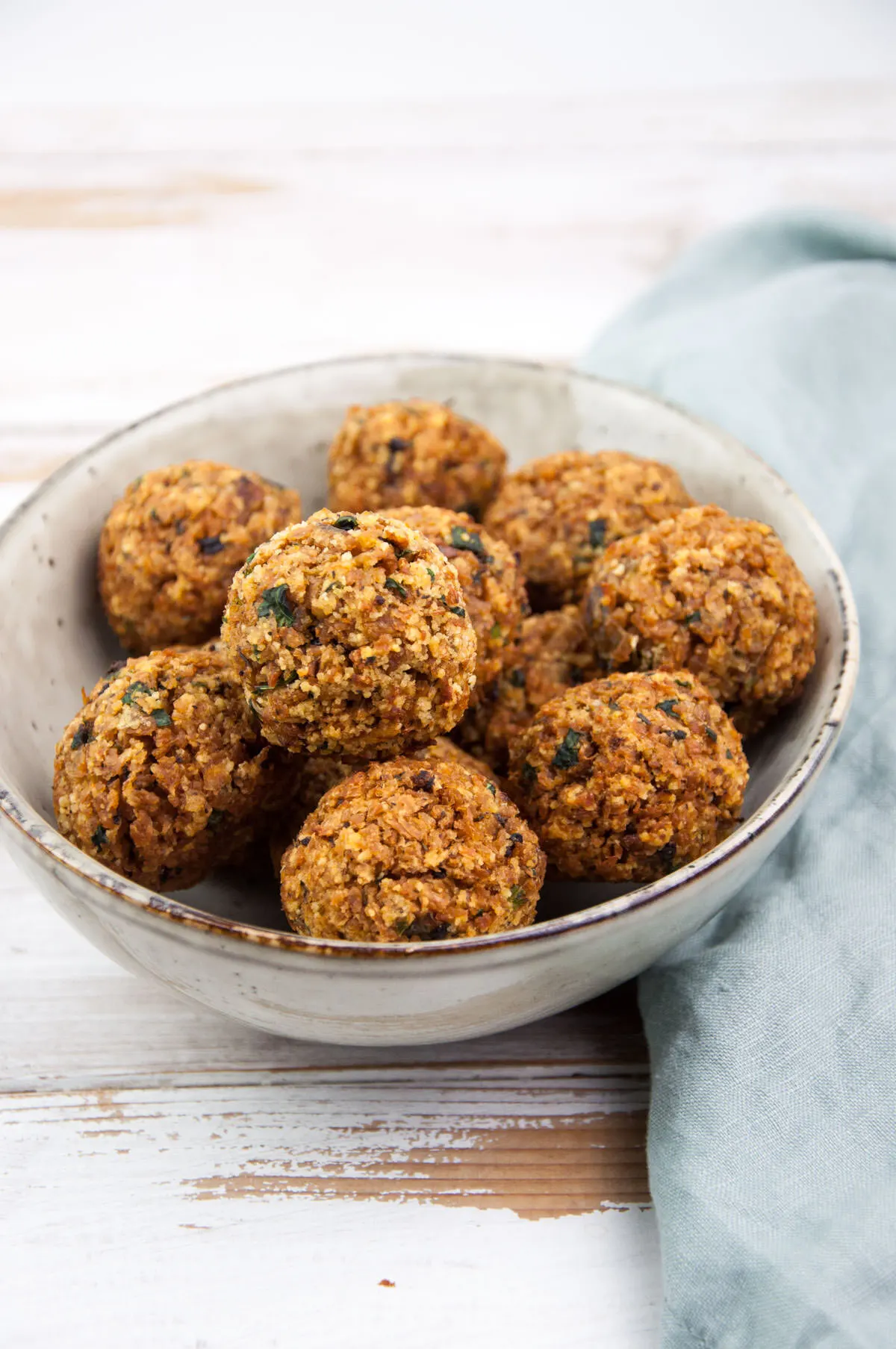 Vegan TVP Meatballs in bowl