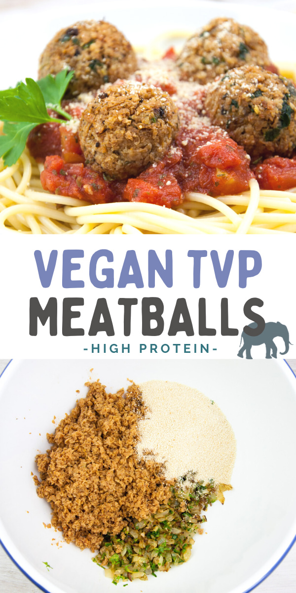 Vegan TVP Meatballs with Spaghetti