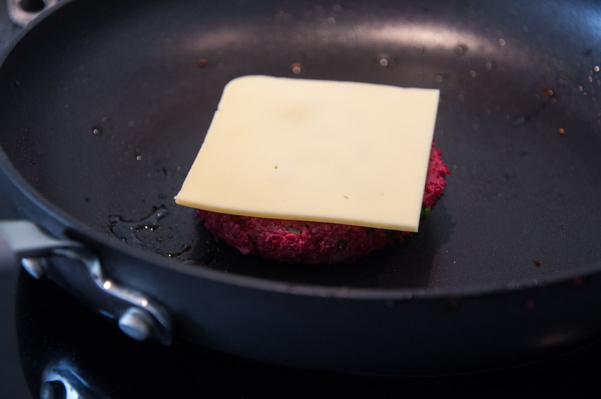 Soy Protein Burger with cheese slice