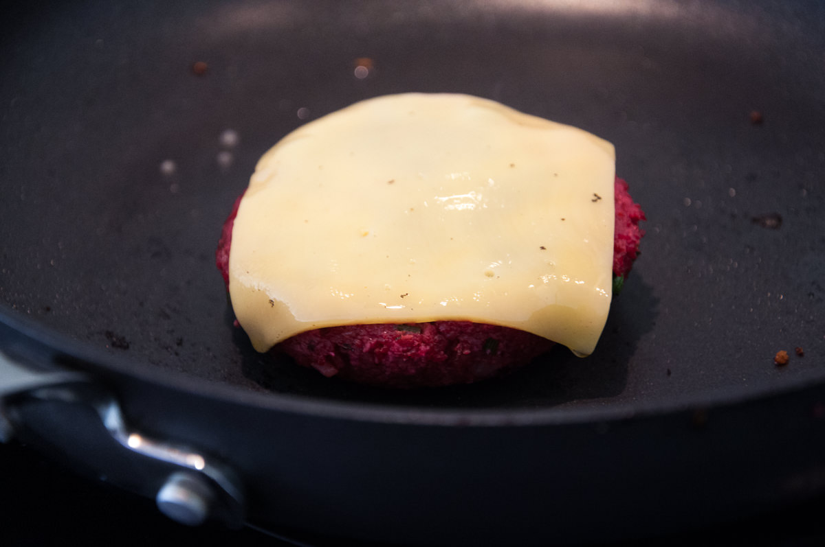 Soy Protein Burger with cheese slice
