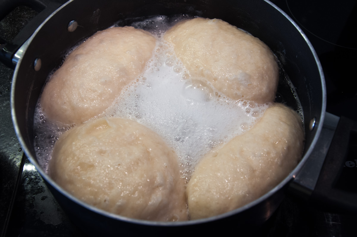 Vegan Czech Dumplings Knedlíky in pot