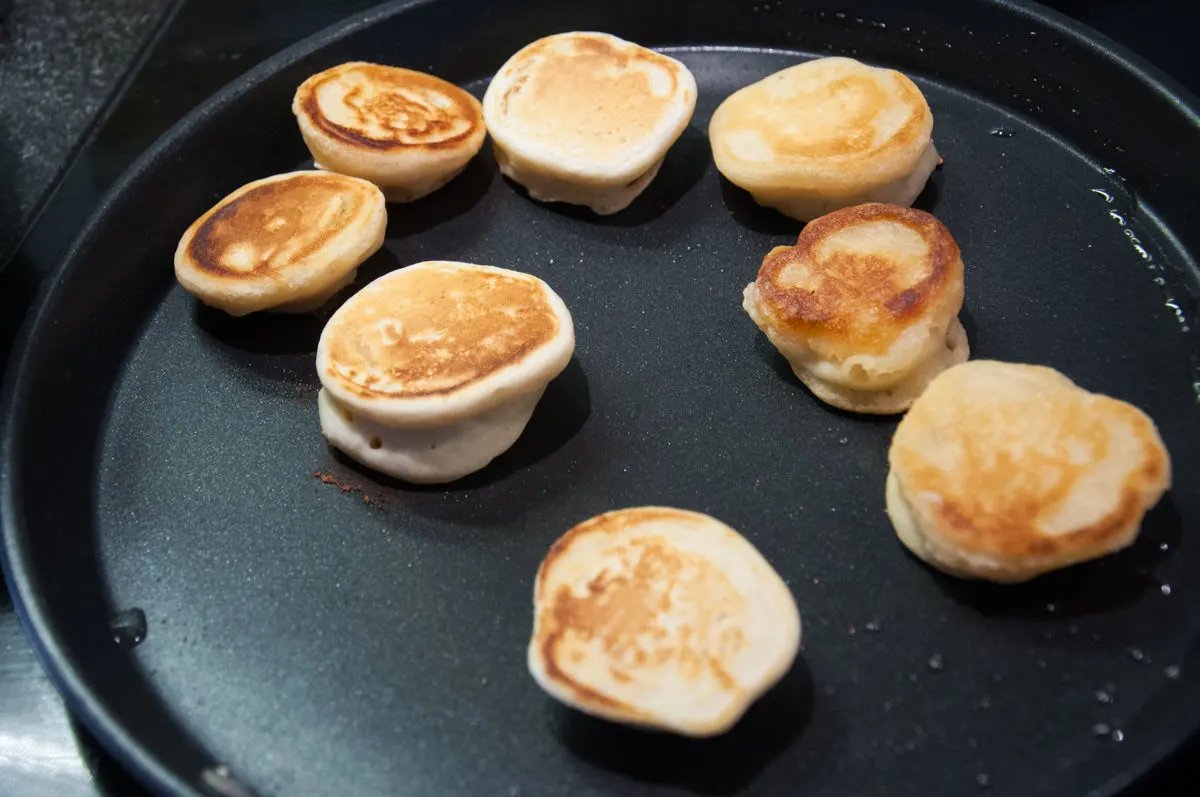 Vegan Banana Pancake Bites in pan