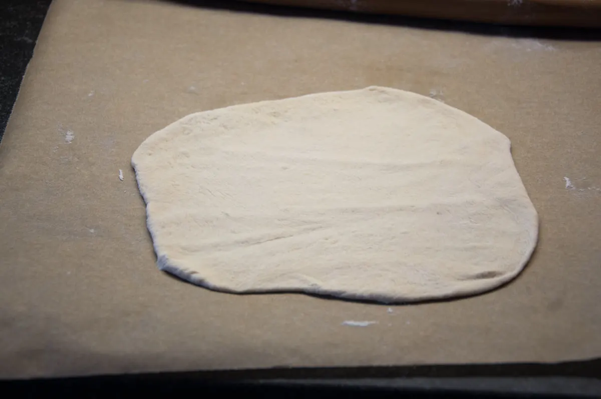rolled out yeast dough