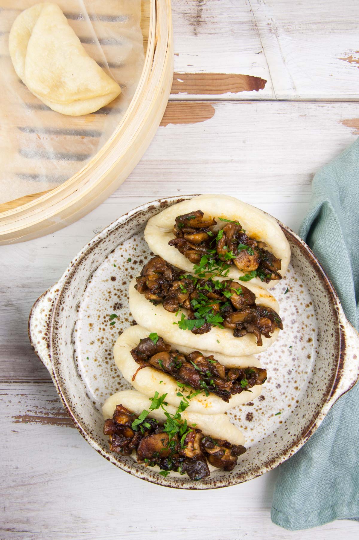 Vegan Bao Buns with BBQ Mushroom Filling