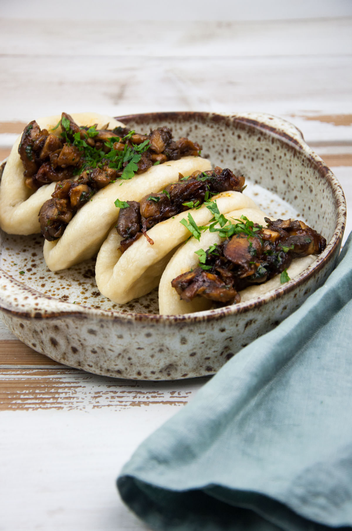 Vegan Bao Buns with BBQ Mushroom Filling