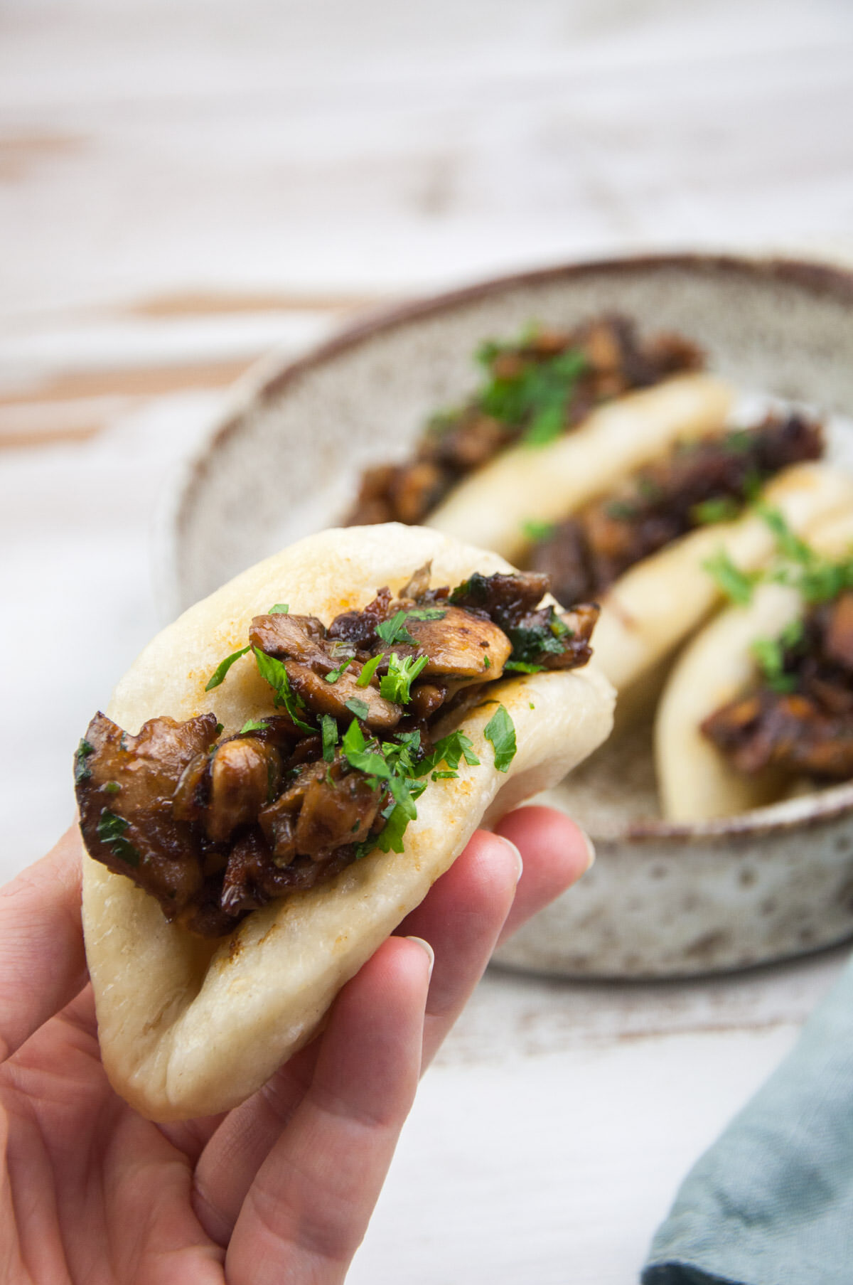 Vegan Bao Buns with BBQ Mushroom Filling