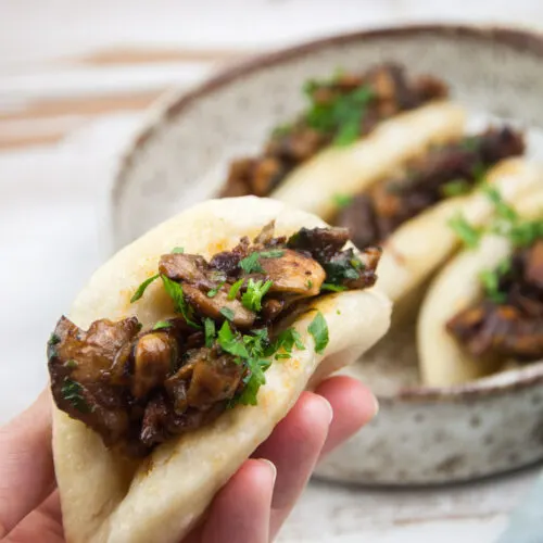 Vegan Bao Buns with BBQ Mushroom Filling