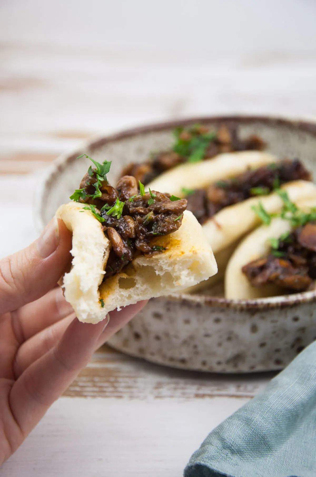 Vegan Bao Buns with BBQ Mushroom Filling