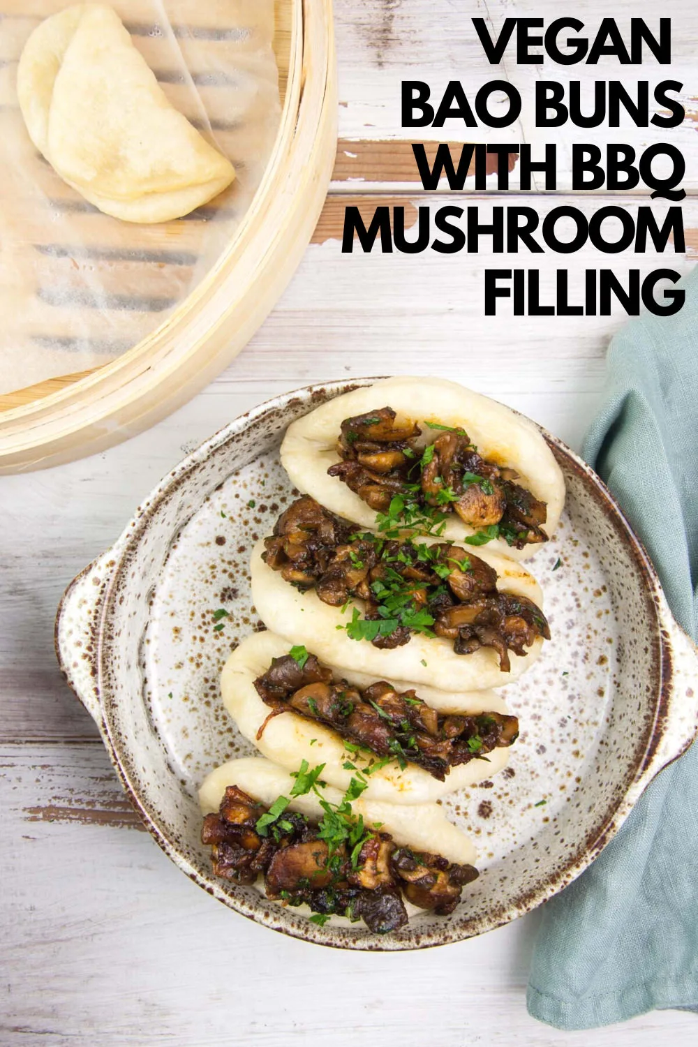 Vegan Bao Buns with BBQ Mushroom Filling