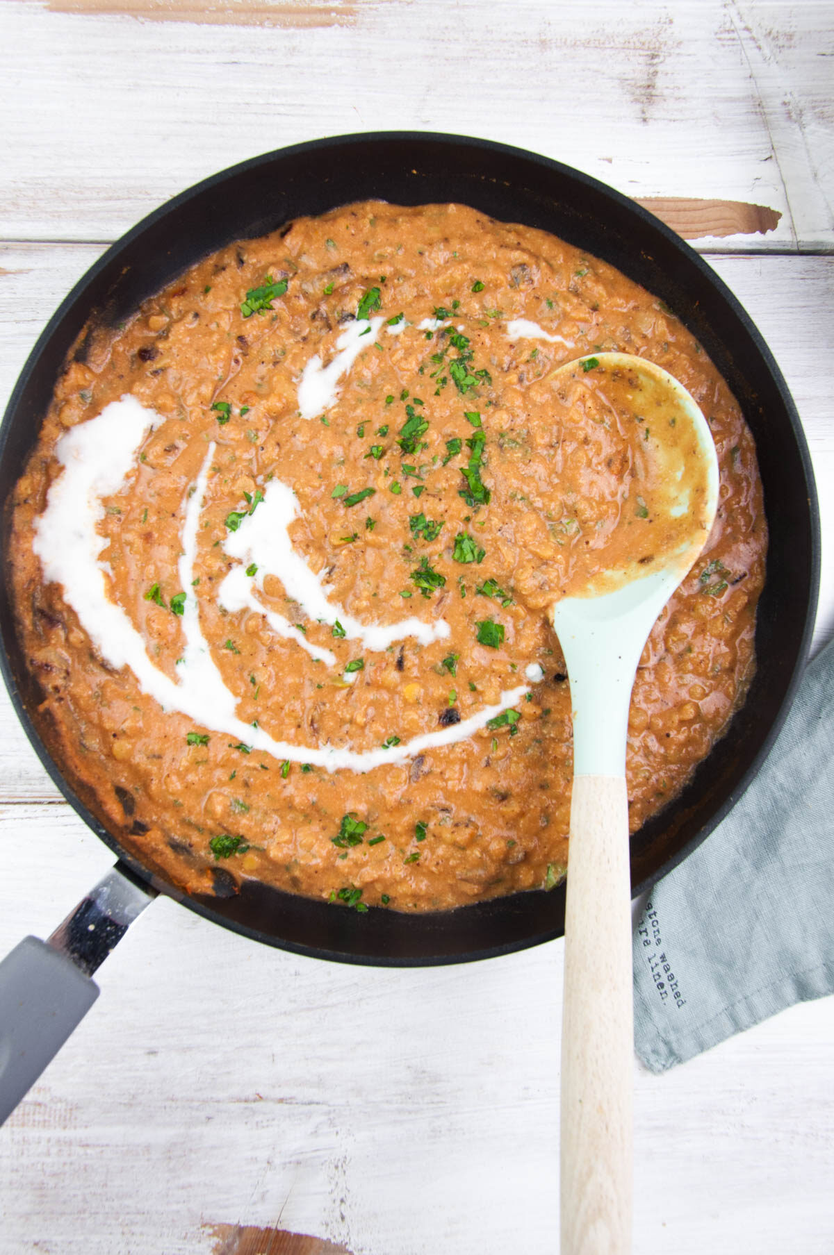 Vegan Red Lentil Curry in pan