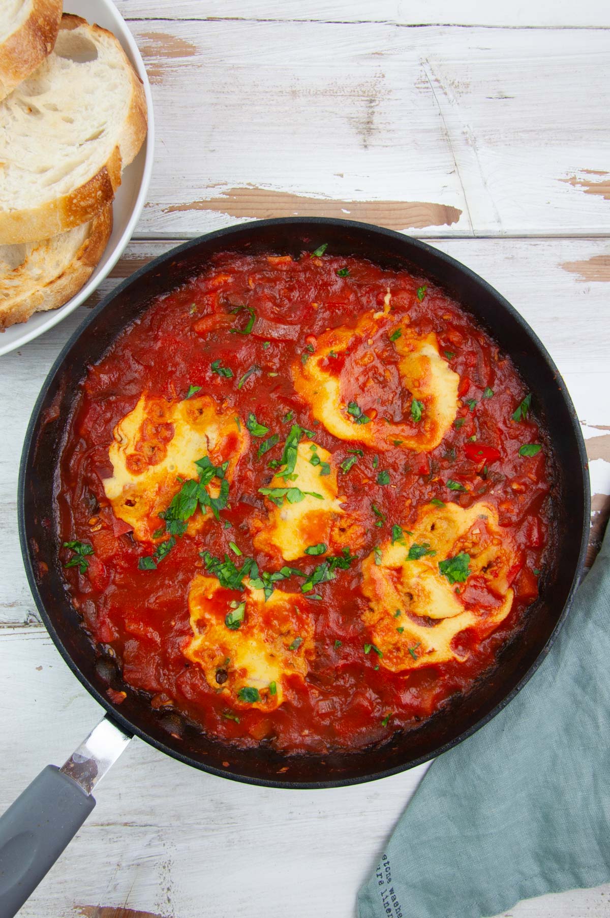 Vegan Shakshuka with chickpea 'eggs'