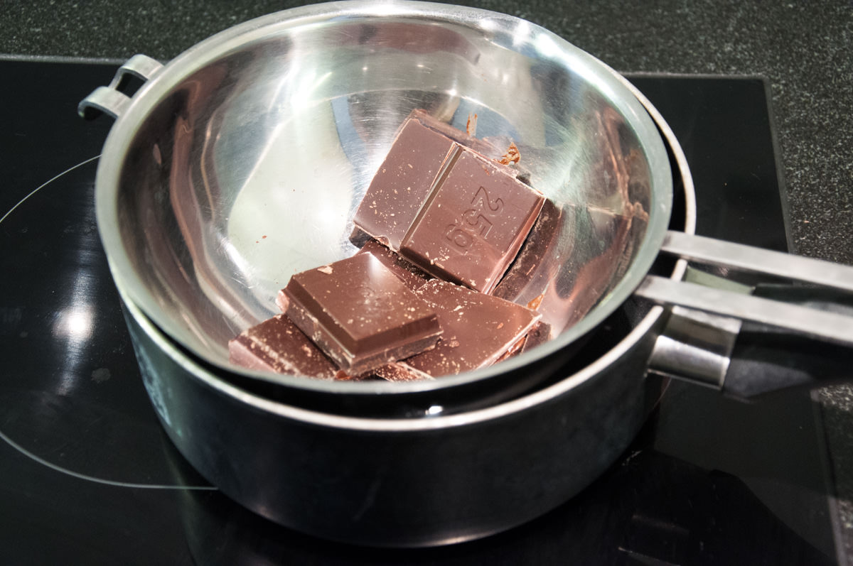 Melting chocolate in a double boiler