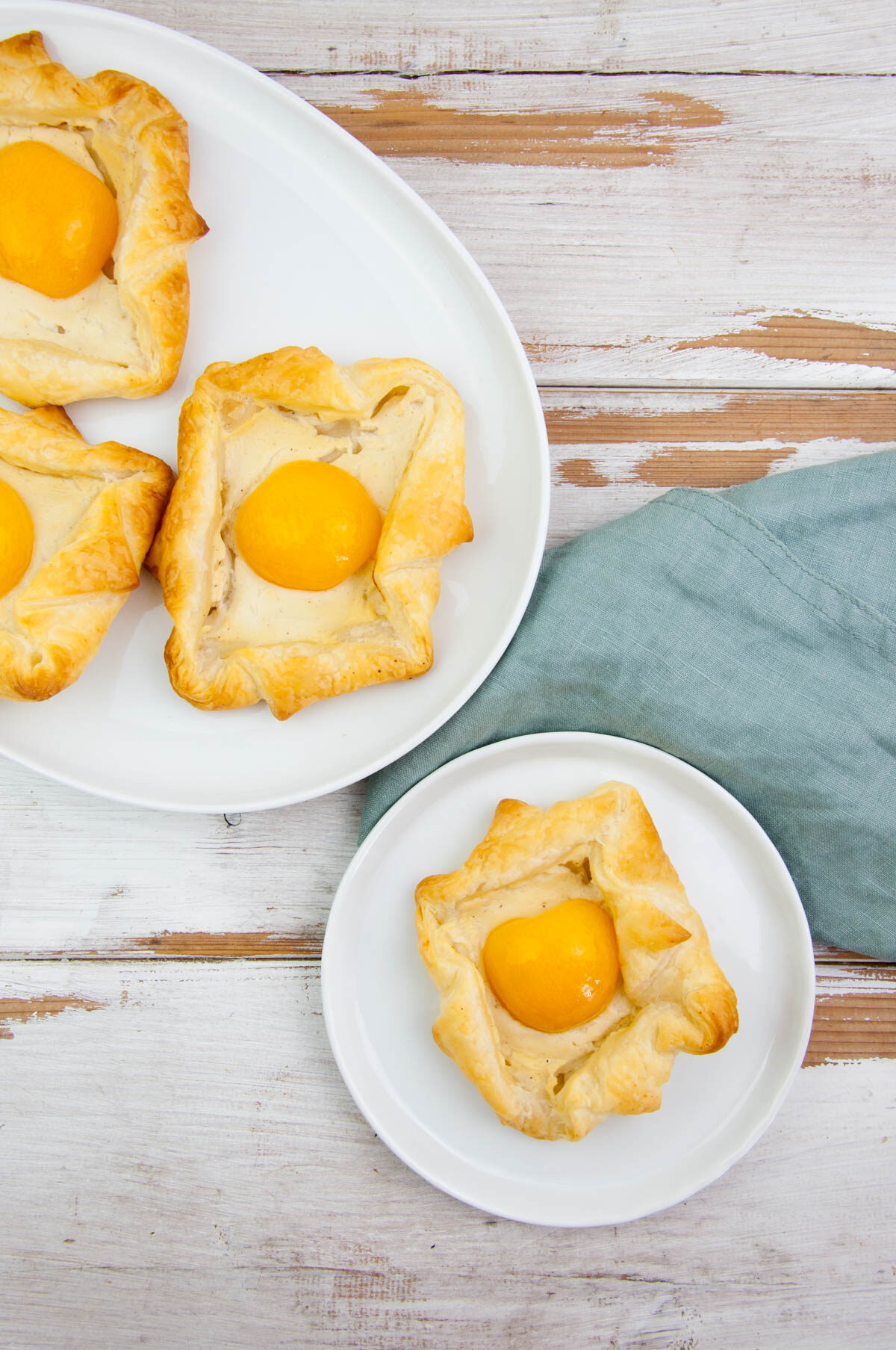 Vegan Puff Pastry Easter Nests with canned apricots