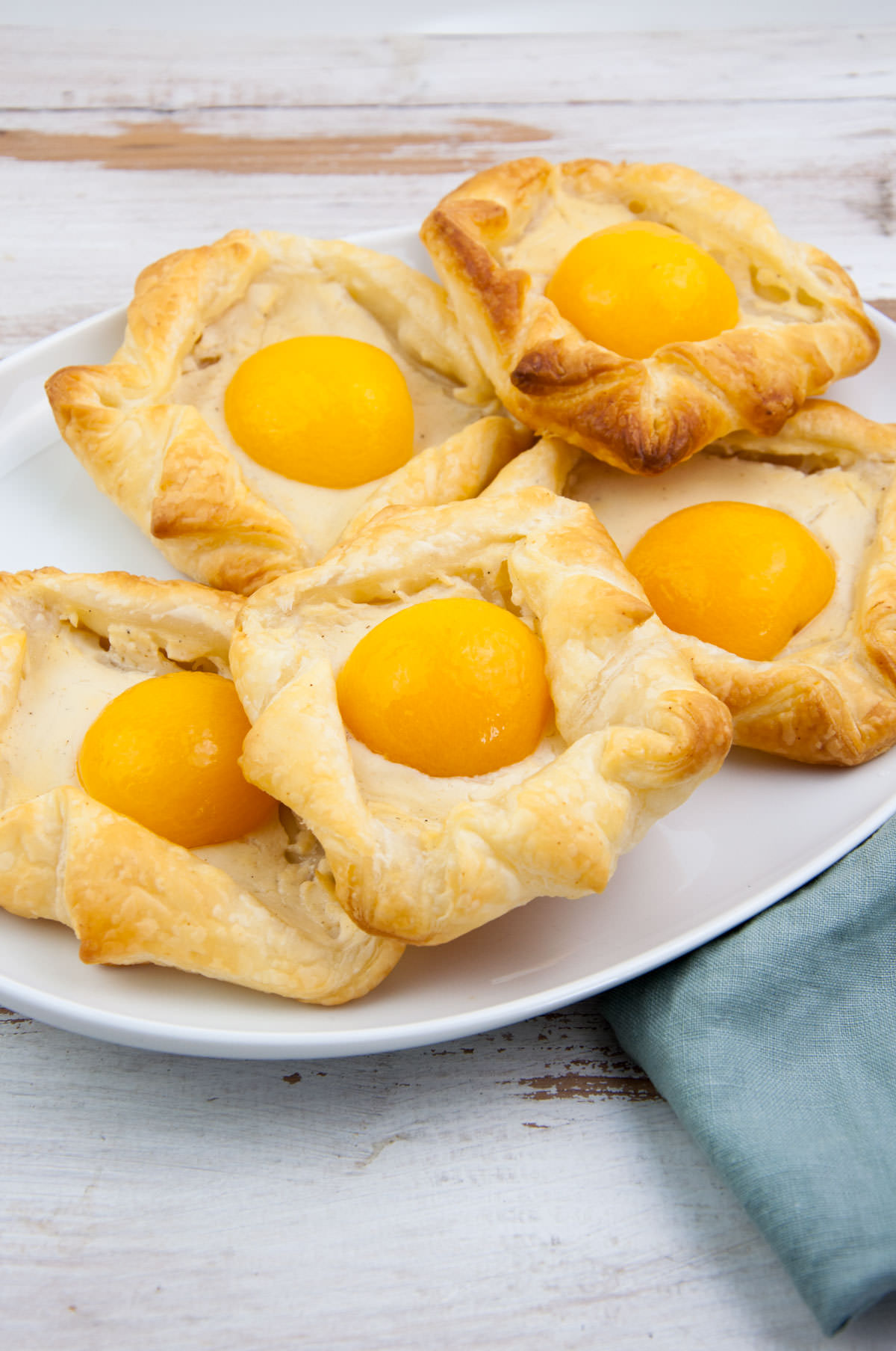 Vegan Puff Pastry Easter Nests with canned apricots