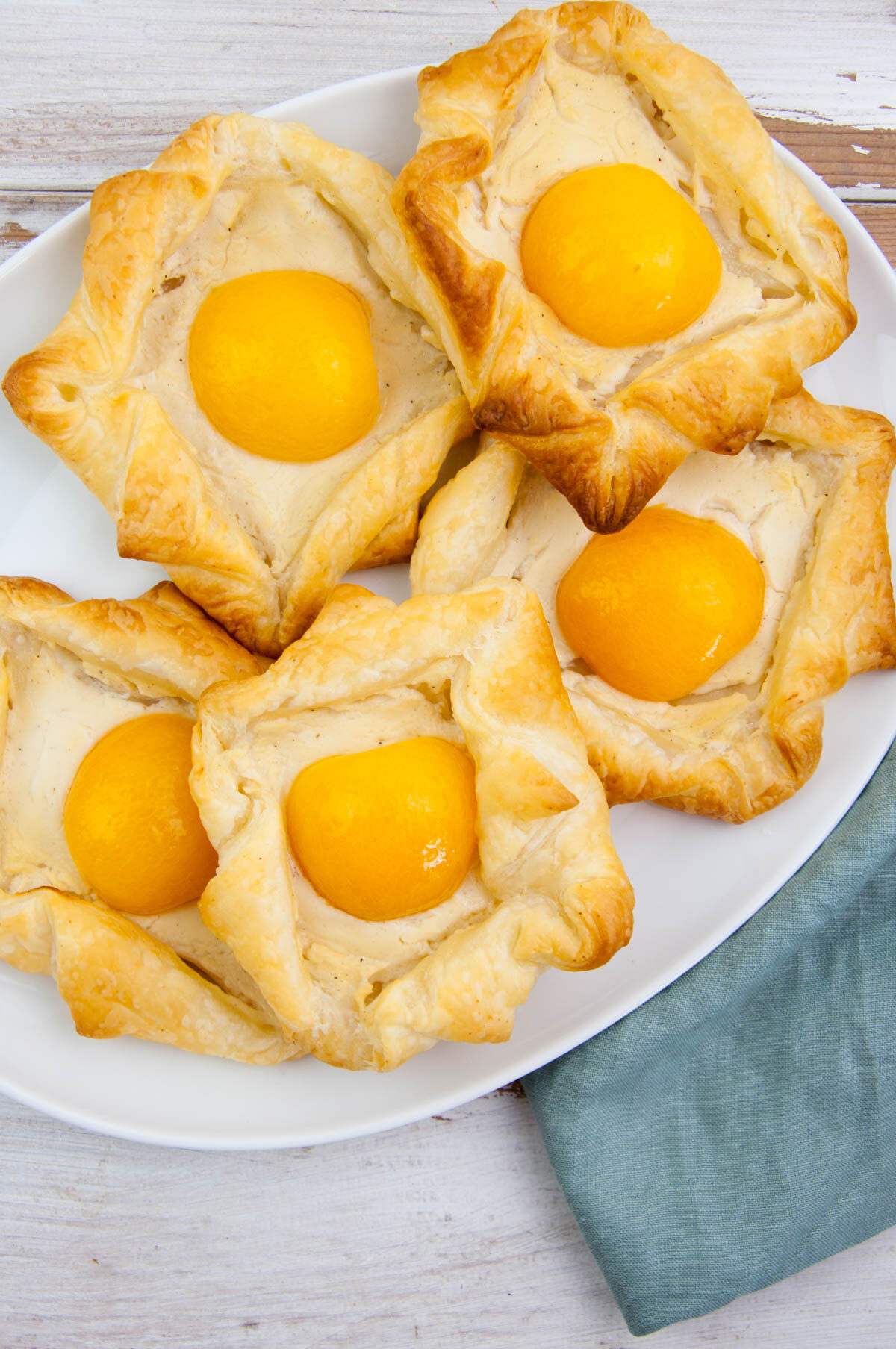 Vegan Puff Pastry Easter Nests with canned apricots