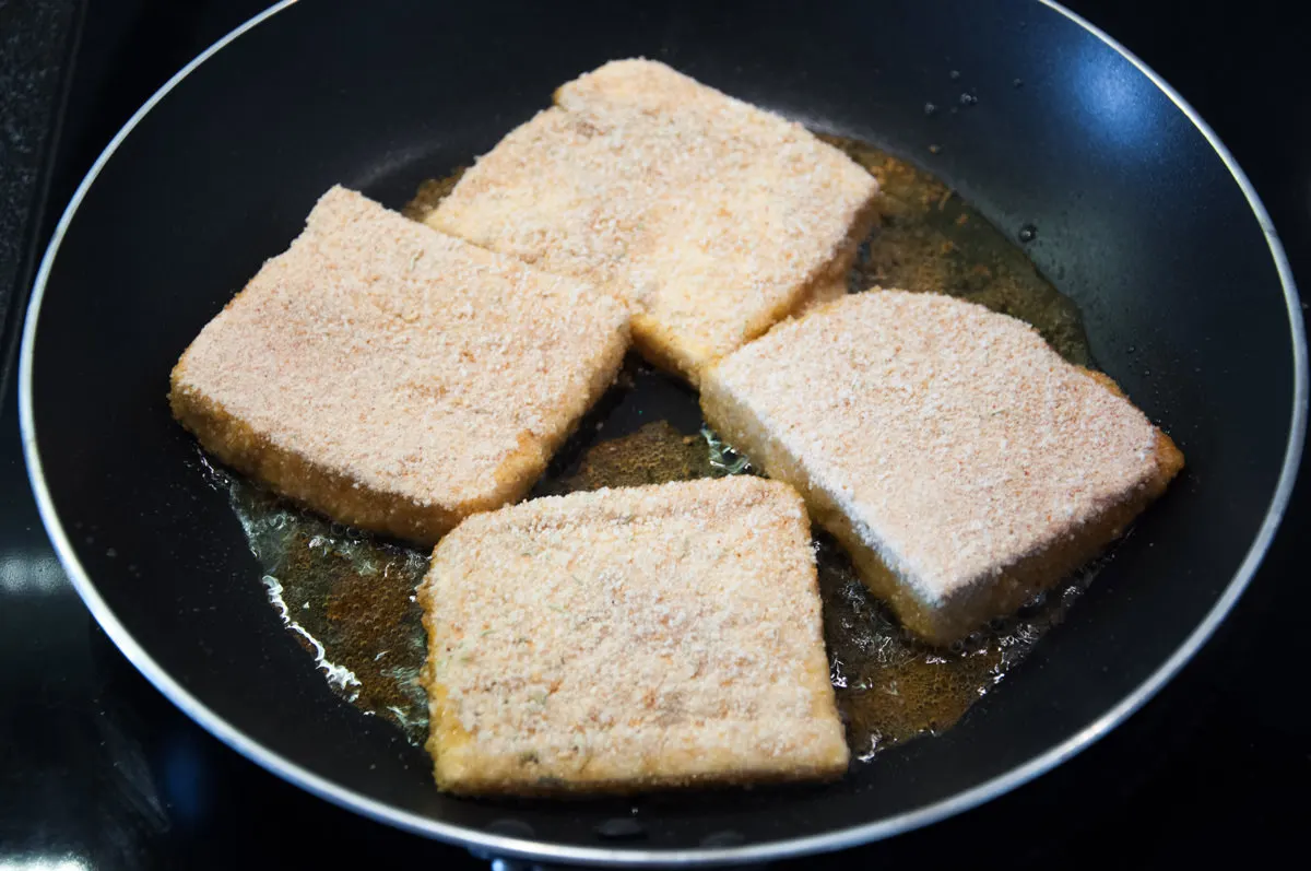 tofu schnitzel in pan