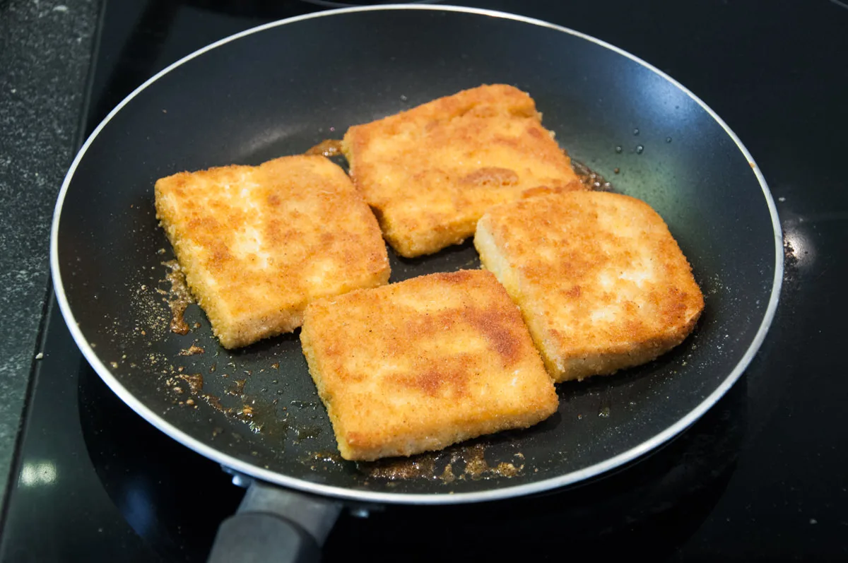 tofu schnitzel in pan