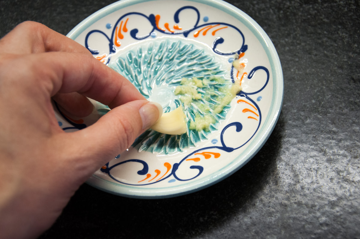 grating garlic