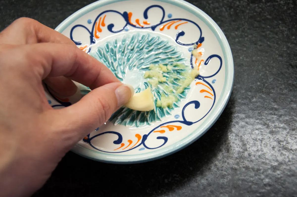 grating garlic